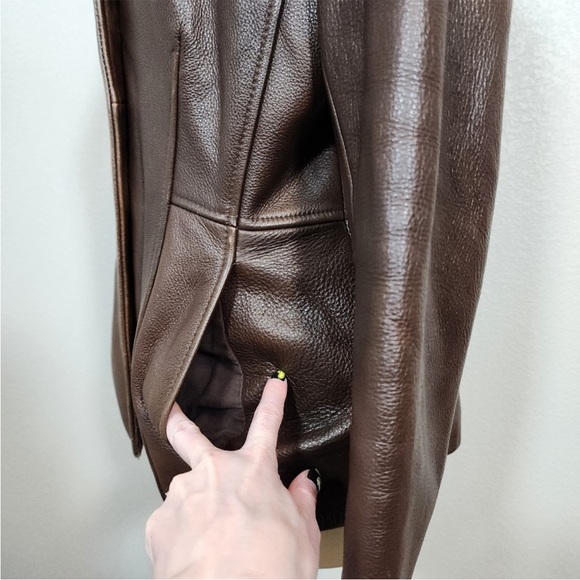 WILSONS LEATHER 2 Button Leather blazer sports coat jacket in brown size M - Picture 4 of 12